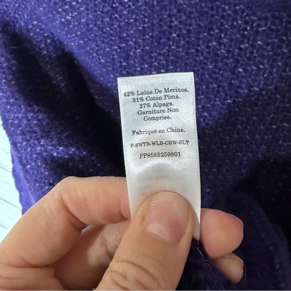 Everlane Merino Wool Blend Cloud Cable Knit Crew Sweater Ink Purple Size Medium - Picture 8 of 8